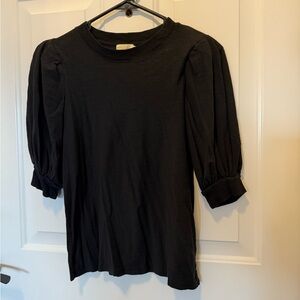 Nation Cotton Black Puff Sleeve Top